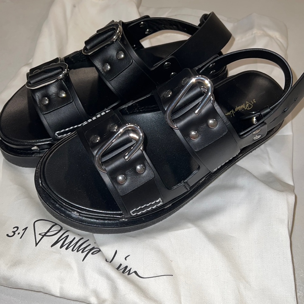 3.1 Philip Lim Alix studded leather platform slingback sandals